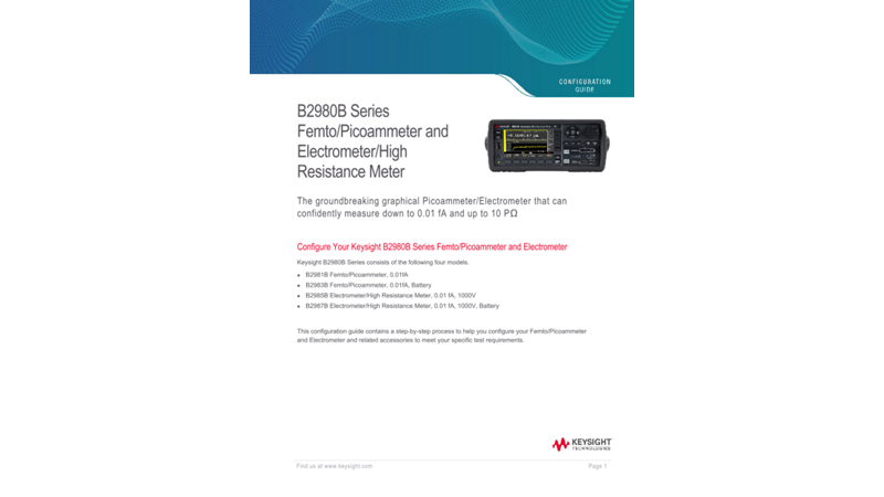 B2980B Series Femto/Picoammeter and Electrometer/High Resistance Meter